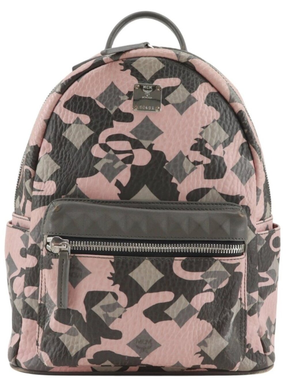 MCM Studs Backpack Daypack Camouflage Pattern pink Calfskin Women
